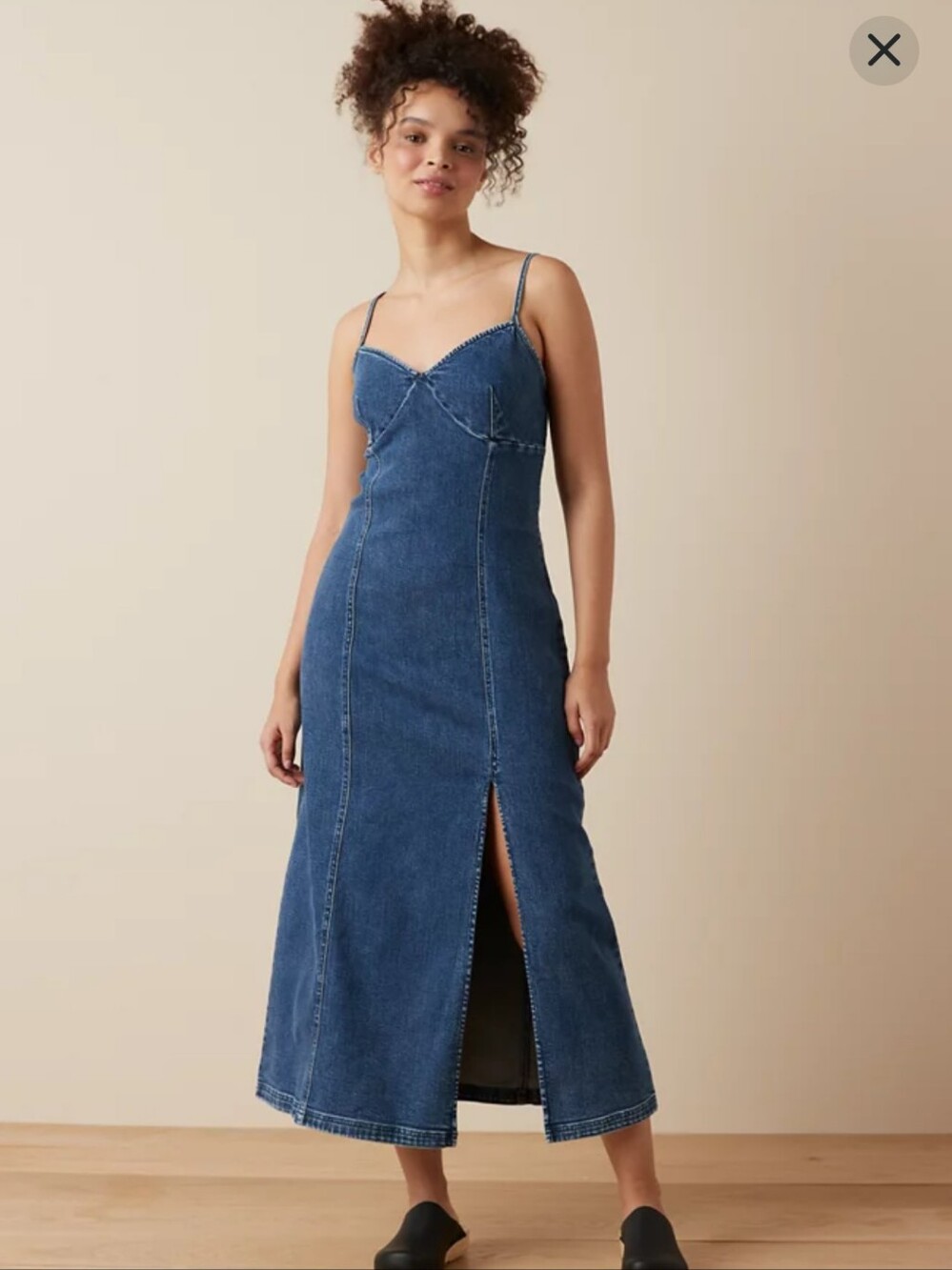 AE Denim Sweetheart Neckline Midi Dress Sz M